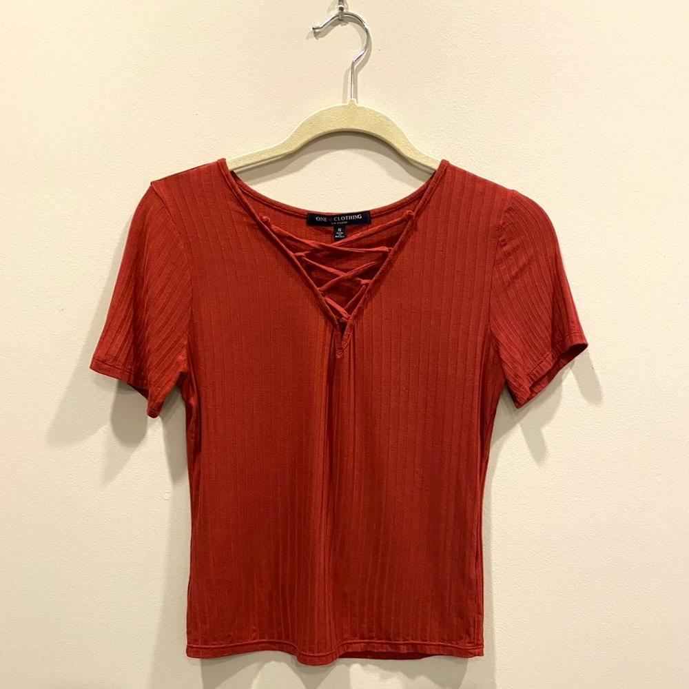 Red Orange Fall Criss Cross Top
